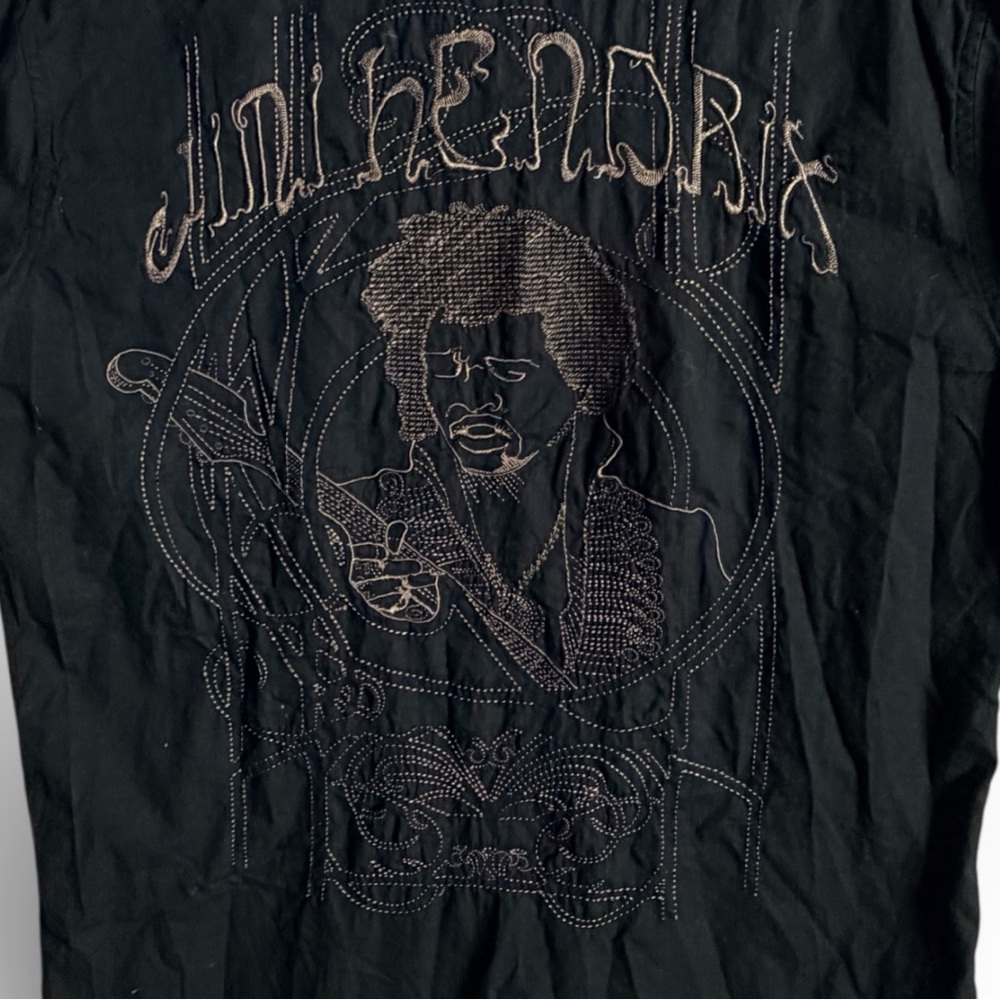 Jimi Hendrix Experience Purple Label Embroidered Button-Up Shirt Size L Black - Picture 3 of 6